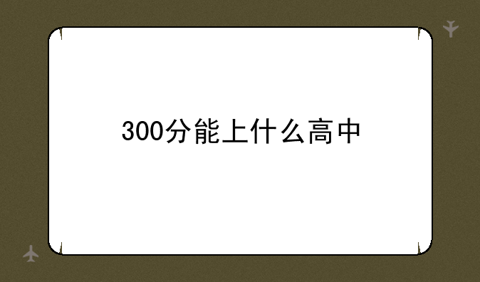 300分能上什么高中
