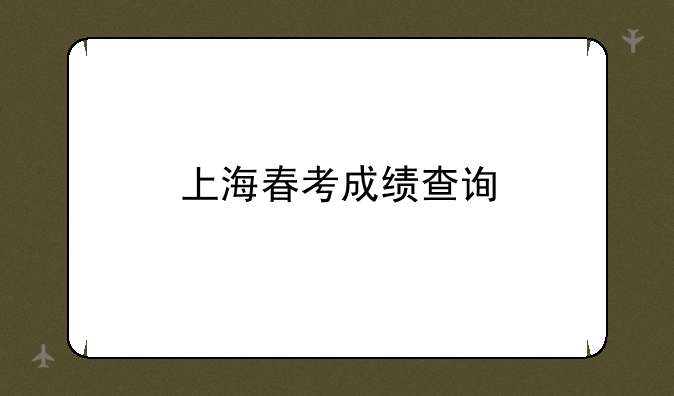 上海春考成绩查询