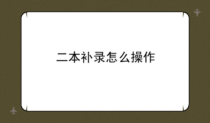 二本补录怎么操作
