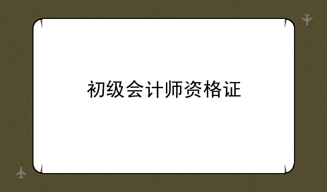 初级会计师资格证