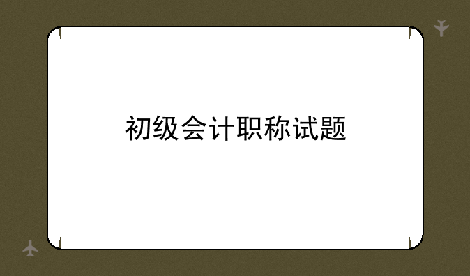 初级会计职称试题