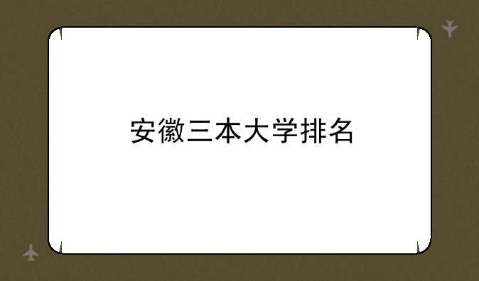 安徽三本大学排名
