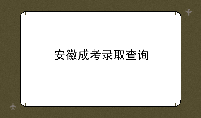 安徽成考录取查询
