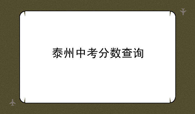 泰州中考分数查询