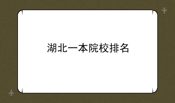 湖北一本院校排名