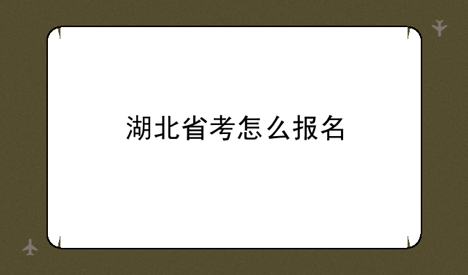 湖北省考怎么报名