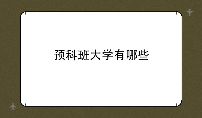 预科班大学有哪些