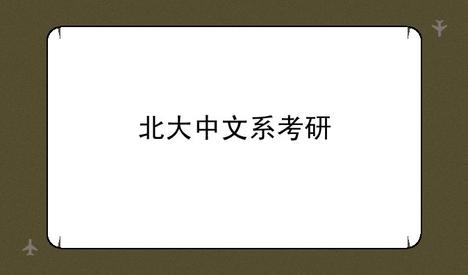 北大中文系考研