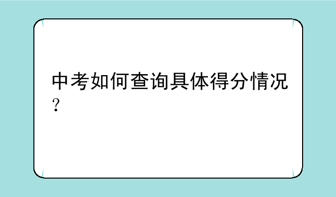 中考如何查询具体得分情况？