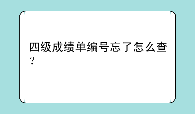 四级成绩单编号忘了怎么查？