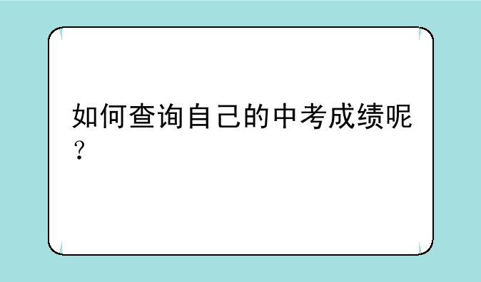 如何查询自己的中考成绩呢？