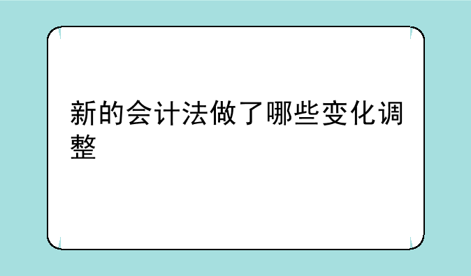 新的会计法做了哪些变化调整