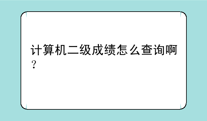 计算机二级成绩怎么查询啊？