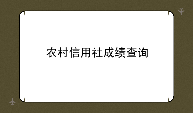 农村信用社成绩查询