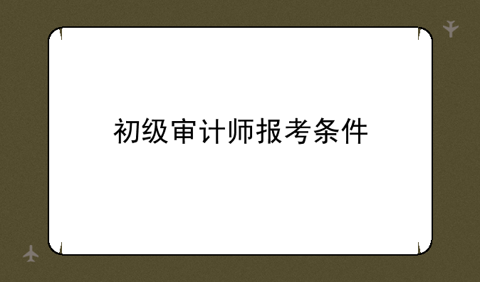 初级审计师报考条件