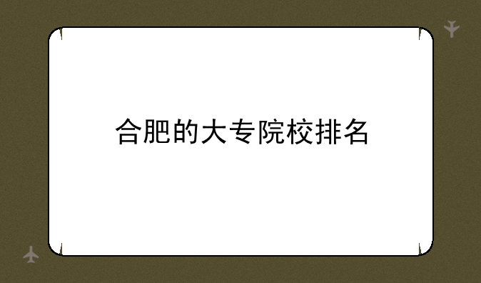 合肥的大专院校排名