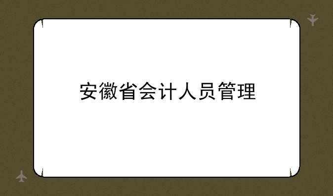 安徽省会计人员管理