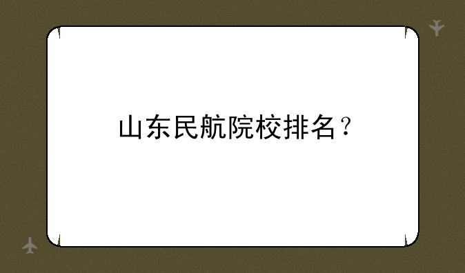 山东民航院校排名？