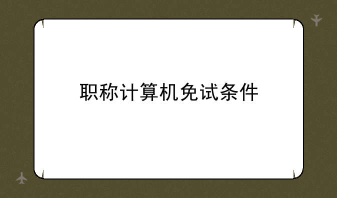 职称计算机免试条件