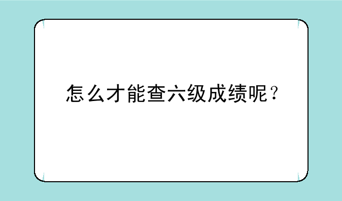 怎么才能查六级成绩呢？