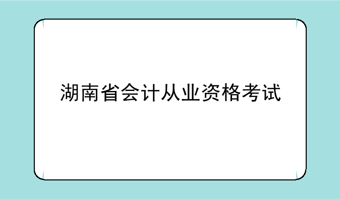 湖南省会计从业资格考试