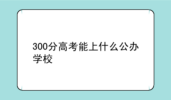 300分高考能上什么公办学校