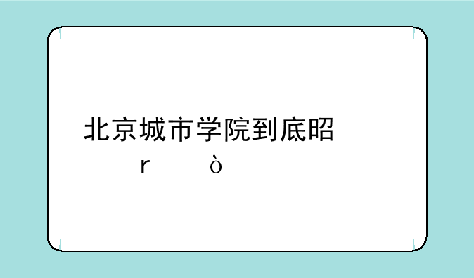 北京城市学院到底是几本？