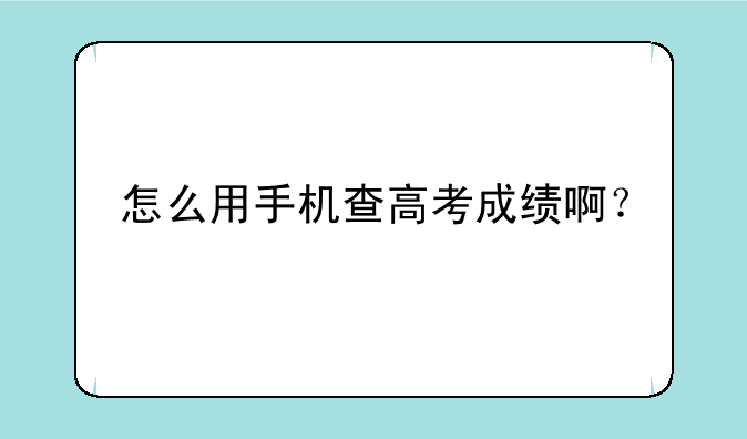 怎么用手机查高考成绩啊？