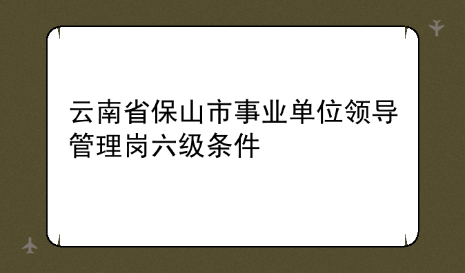 云南省保山市事业单位领导管理岗六级条件