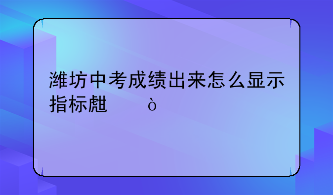 潍坊中考成绩出来怎么显示指标生？