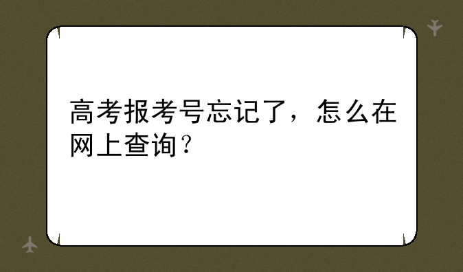 高考报考号忘记了，怎么在网上查询？