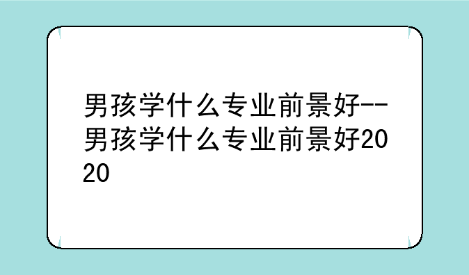 男孩学什么专业前景好--男孩学什么专业前景好2020