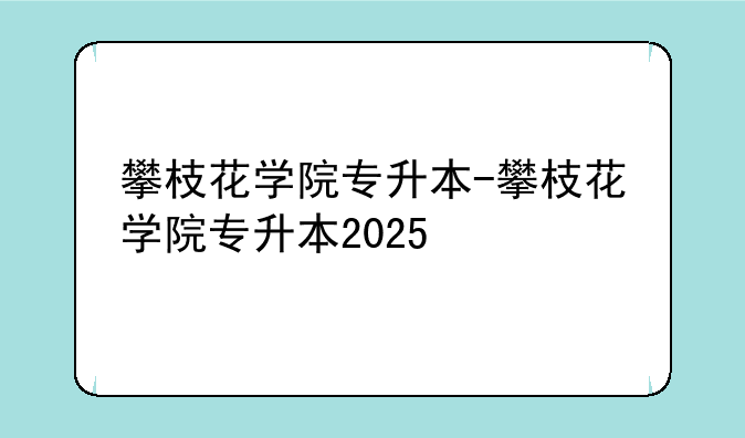 攀枝花学院专升本-攀枝花学院专升本2025