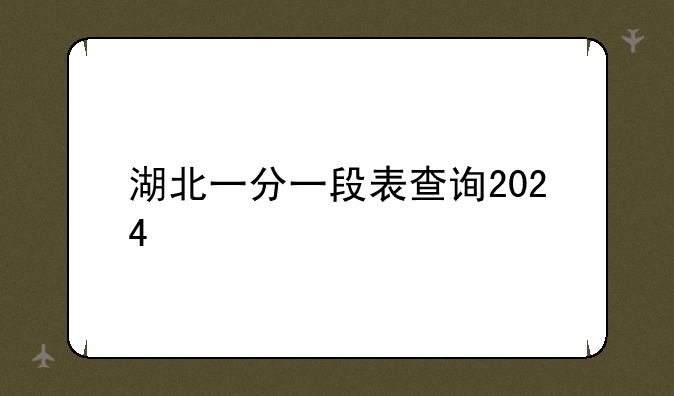 湖北一分一段表查询2024