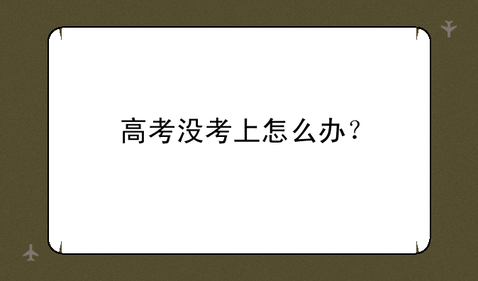 高考没考上怎么办？