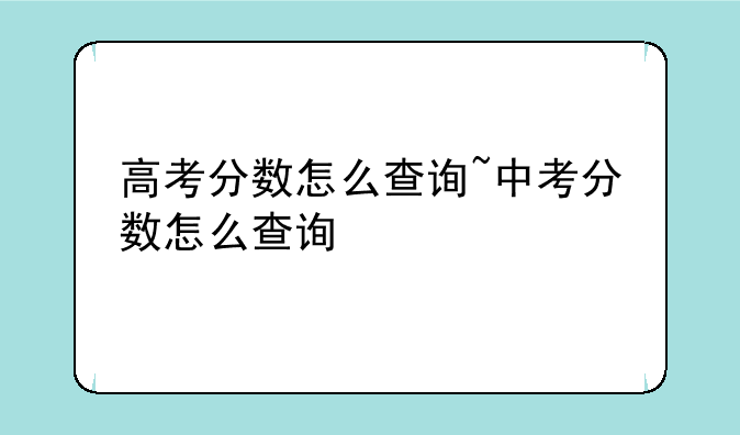 高考分数怎么查询~中考分数怎么查询