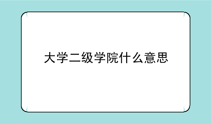 大学二级学院什么意思