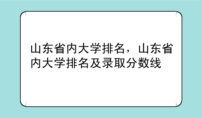 山东省内大学排名，山东省内大学排名及录取分数线