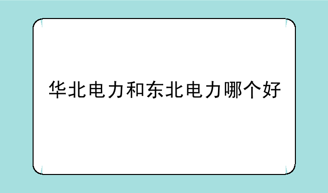华北电力和东北电力哪个好